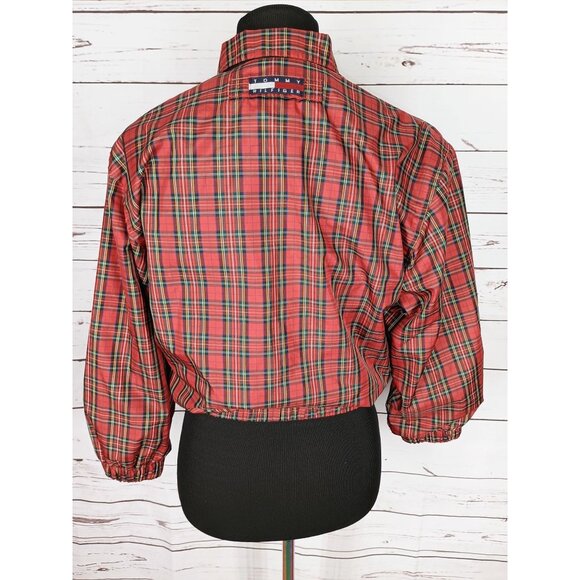 VTG Tommy Hilfiger Red Plaid Golf Lightweight Windbreaker Jacket Small - Picture 3 of 10